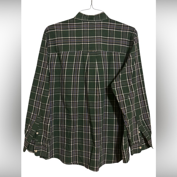 Chaps Easy Care Men's Size L Green/Blue Plaid Long Sleeve Button Down Shirt - Picture 4 of 10
